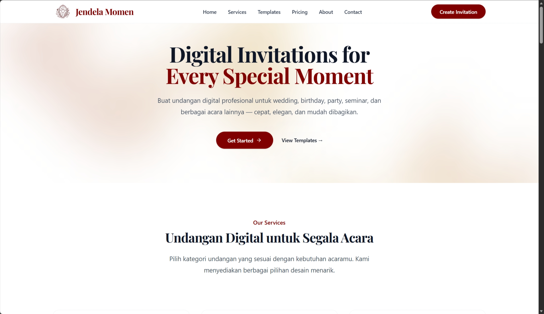 Jendela Momen – Digital Invitation Platform